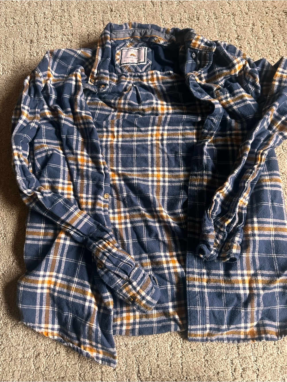 Denim & Flower Blue Mustard Plaid Flannel Shirt Size Small | Soft Grunge Fall